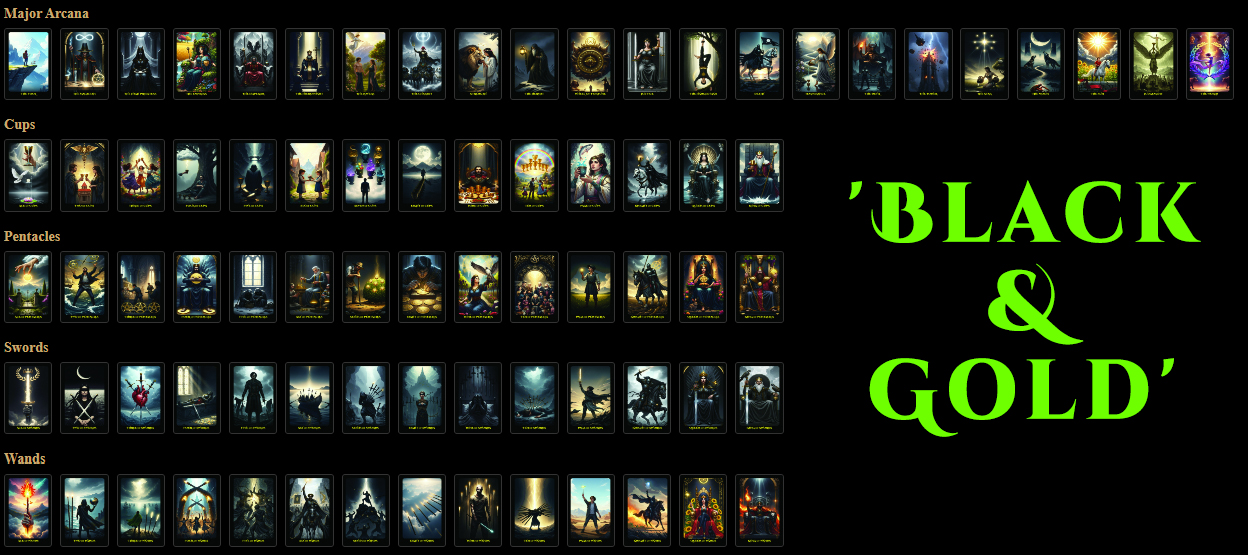 'black & gold' — 78 card digital tarot deck (print ready + web set)